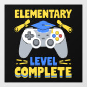 Afgestudeerd op basisniveau Gamen Gamer Afstuderen Raamsticker (Vel)