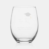 Afgestudeerd Persoonlijke Naam School Jaar Geslaag Wijnglas Zonder Voet (Achterkant)