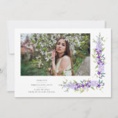 Afgestudeerd Romantische Paarse Tinten Bloemen Fot Kaart (Voorkant)