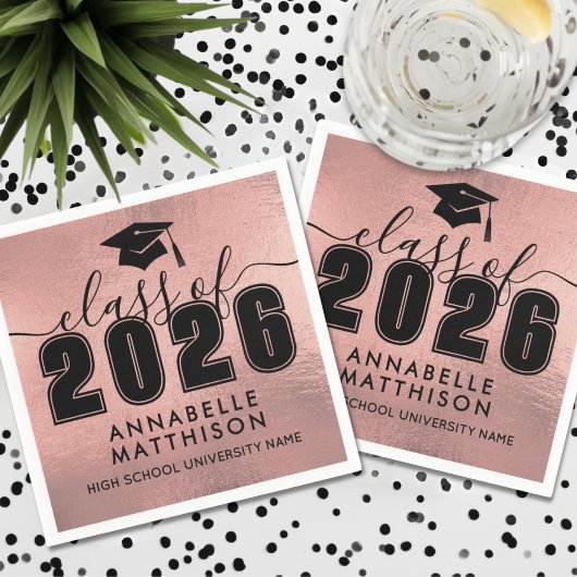 Afgestudeerd Rosé Goud Afstuderen Servet