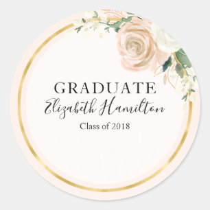Afgestudeerd Roze Blush & Folie Goud Modern Chic B Ronde Sticker