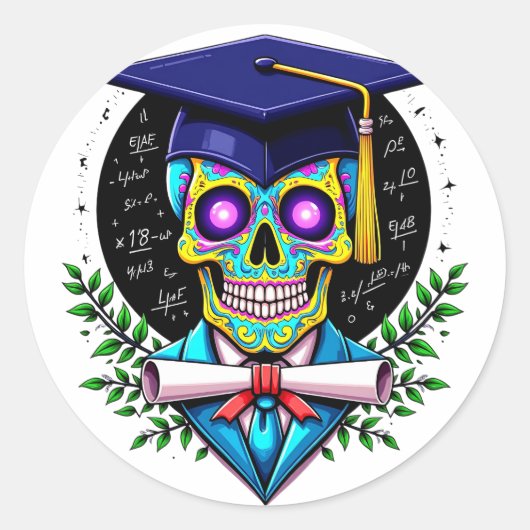 Afgestudeerd skelet van senior 2025 Afstuderen 202 Ronde Sticker (Voorkant)