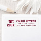 Afgestudeerd universitair lettertype wit burgundy etiket (Insitu)