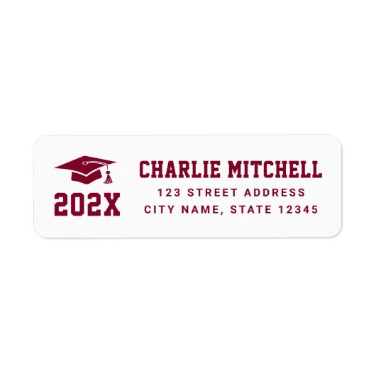 Afgestudeerd universitair lettertype wit burgundy etiket (Voorkant)