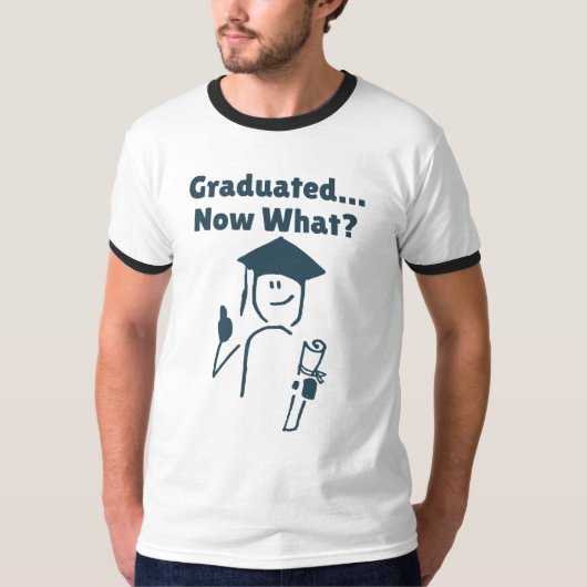 Afgestudeerd... Wat nu? Grappig Afstuderen T-shirt (Voorkant)