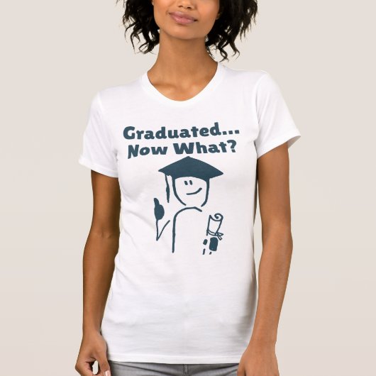 Afgestudeerd... Wat nu? Grappig Afstuderen T-shirt (Voorkant)
