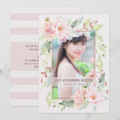 Afgestudeerd | Waterverf Blush Roos Floral Kaart (Voorkant / Achterkant)