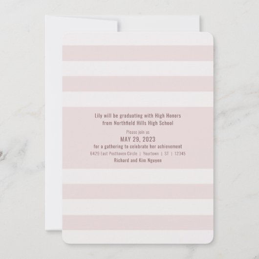 Afgestudeerd | Waterverf Blush Roos Floral Kaart (Achterkant)