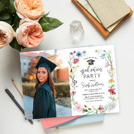 Afgestudeerd waterverf wilde bloemen foto kaart