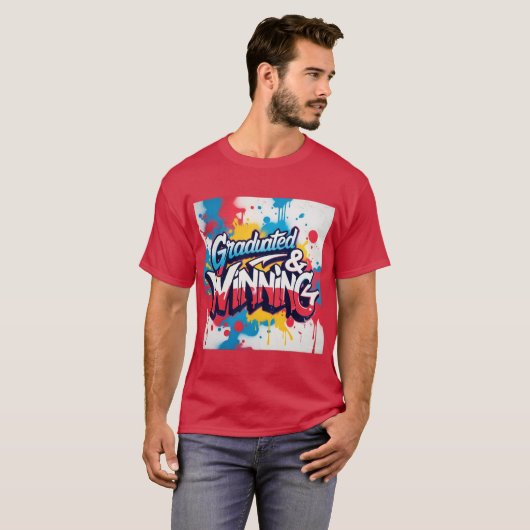 ‘Afgestudeerd & winnend’ Mannen Tshirt (Voorkant volledig)