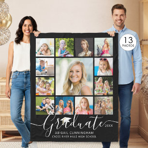 Afgestudeerde 13 Foto Collage Script Aangepaste Kl Fleece Deken