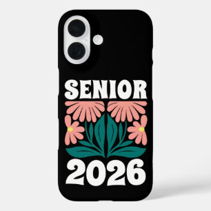 Afgestudeerde 2026 Aangepaste Retro Groovy Bloemen iPhone 16 Hoesje