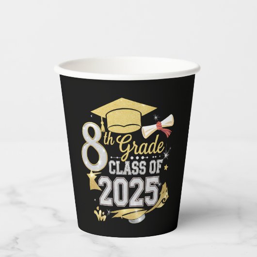 Afgestudeerde 8e klas van 2025 Afstuderen Papieren Bekers (Voorkant)