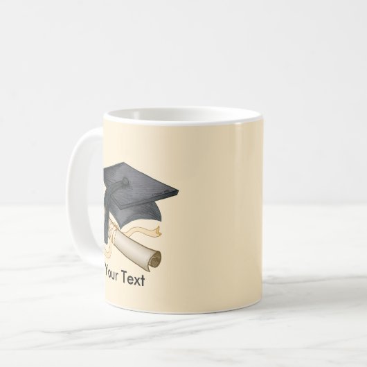 Afgestudeerde baret diploma aangepaste mok (Voorkant links)