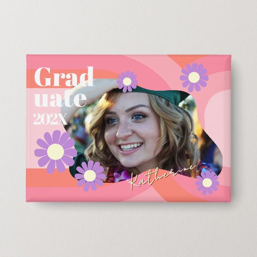 Afgestudeerde Daisy-foto Button (Voorkant)