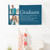 Afgestudeerde Definitie 2 Foto Modern Blauw Spandoek (Insitu)