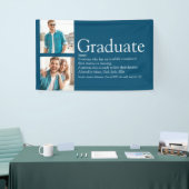 Afgestudeerde Definitie 2 Foto Modern Blauw Spandoek (Beurs)