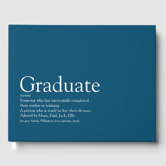 Afgestudeerde Definitie Modern Blauw Gastenboek (Voorkant)