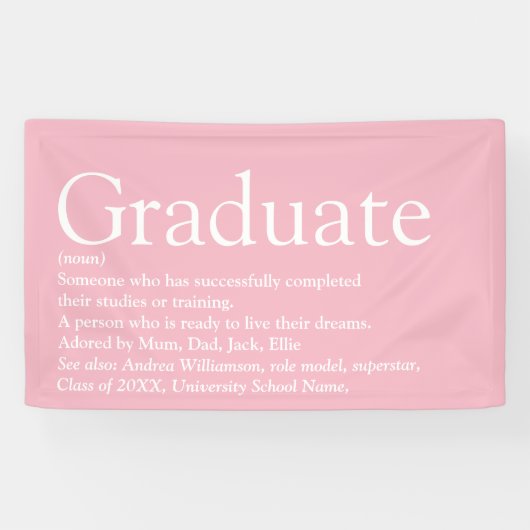 Afgestudeerde Definitie Modern Meisjesachtig Roze Spandoek (Horizontaal)