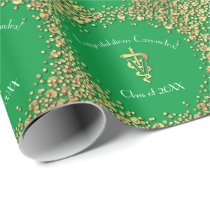 Afgestudeerde dierenarts groen goud cadeaupapier