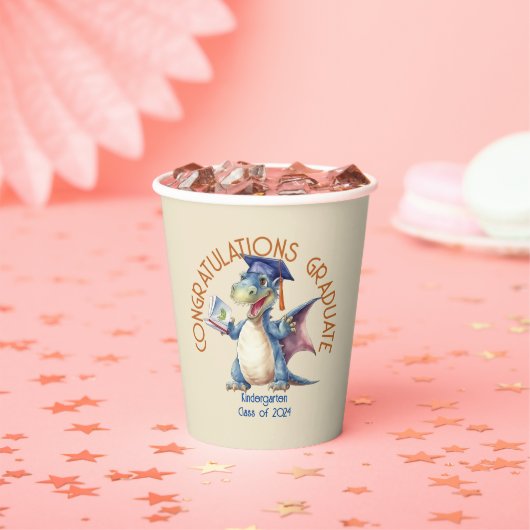 Afgestudeerde eigen draak kleuterschool, 8oz papie papieren bekers (Insitu)