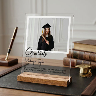 Afgestudeerde foto en gepersonaliseerde tekst acryl bord