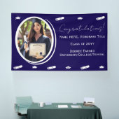 Afgestudeerde foto & hoed, diploma gefeliciteerd d spandoek (Beurs)