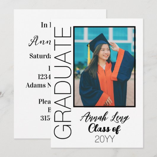 Afgestudeerde foto klas van  kaart (Voorkant / Achterkant)