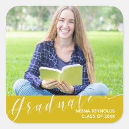 Afgestudeerde Foto Schattig Jaarklas 2026 Diploma- Vierkante Sticker