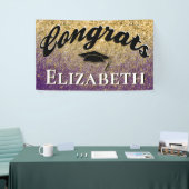 Afgestudeerde Hoed Meisjesachtig Goud Paars Spandoek (Beurs)