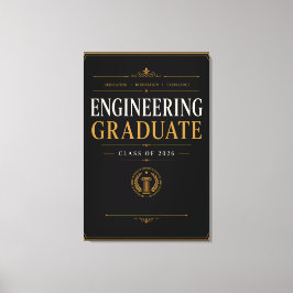 Afgestudeerde ingenieur 2026 Elegante gouden kunst Canvas Afdruk