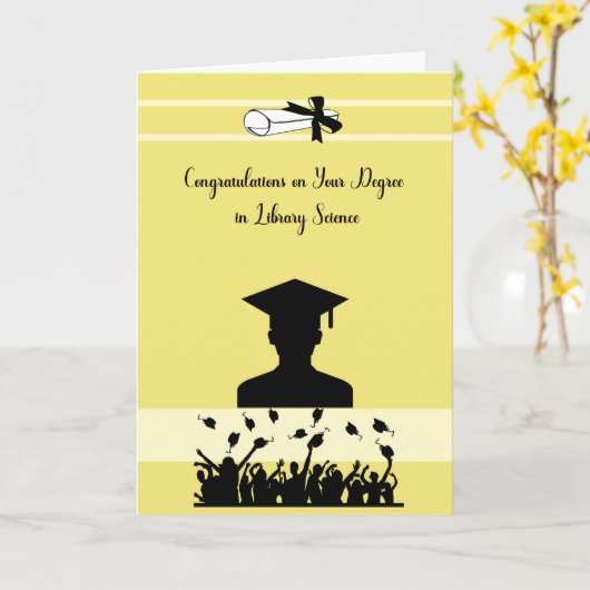 Afgestudeerde Kaart in Bibliotheekwetenschap met m (Gele Bloem)