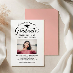Afgestudeerde kalligrafie Foto Rose goud Afstudere Kaart