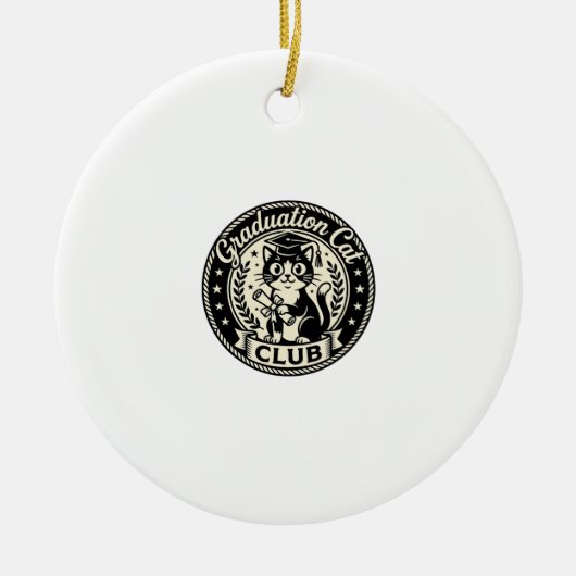 Afgestudeerde Kat Grappige Kat Grafisch - Afgestud Keramisch Ornament (Voorkant)