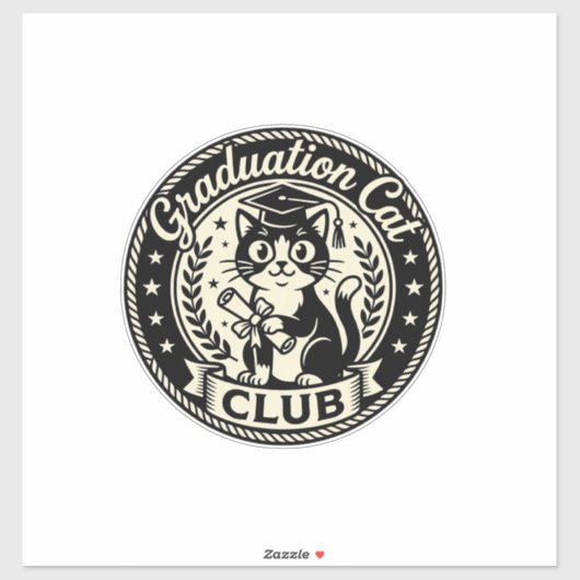 Afgestudeerde Kat Grappige Kat Grafisch - Afgestud Sticker (Vel)