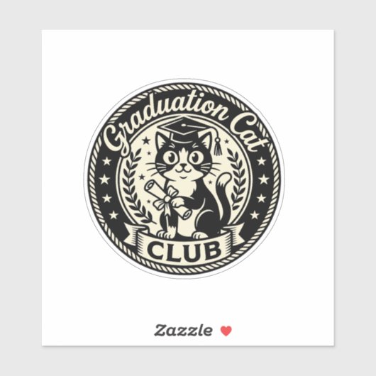 Afgestudeerde Kat Grappige Kat Grafisch - Afgestud Sticker (Vel)