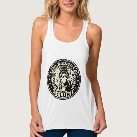Afgestudeerde Kat Grappige Kat Grafisch - Afgestud Tanktop (Voorkant)