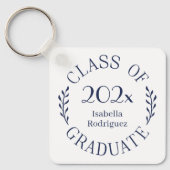 Afgestudeerde klas 2026 Naam Navy Blauwe Typografi Sleutelhanger (Voorkant)