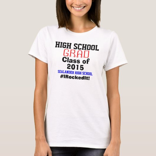 Afgestudeerde klas jaar middelbare school naam t-shirt (Voorkant)