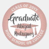 Afgestudeerde klas jaar roze rose goud zwart moder ronde sticker (Voorkant)