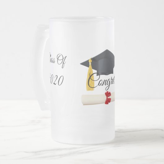 Afgestudeerde klas van 2020 matglas bierpul (Voorkant links)