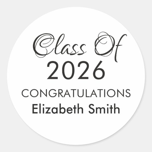 Afgestudeerde klas van 2026 afstuderen middelbare ronde sticker (Voorkant)