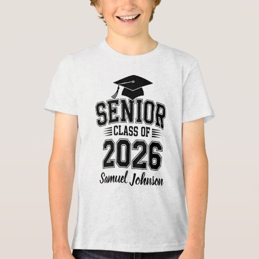 Afgestudeerde Klas Van 2026 Diploma Met Naam Tri-Blend Shirt (Voorkant)