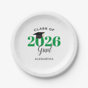 Afgestudeerde klas van 2026 Eenvoudig groen en zwa Papieren Bordje