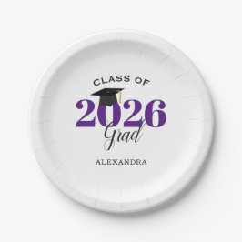 Afgestudeerde klas van 2026 Eenvoudig Paars en Zwa Papieren Bordje