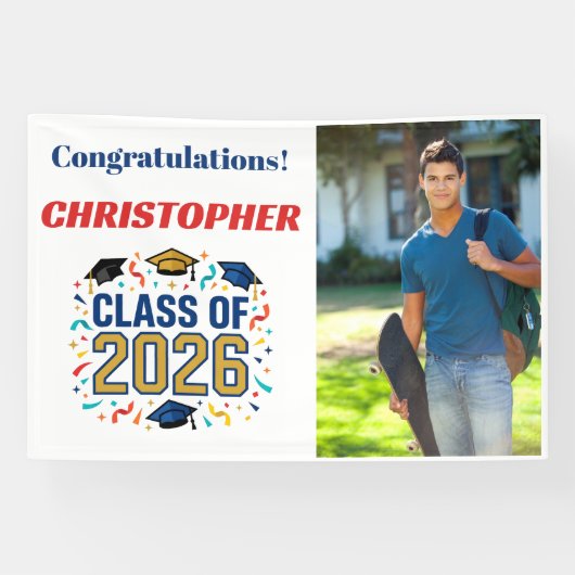 Afgestudeerde klas van 2026 spandoek (Horizontaal)