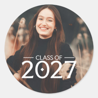 Afgestudeerde klas van 2027 foto ronde sticker