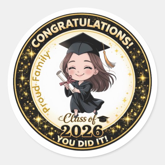 Afgestudeerde Meisjes Klas van 2026 Sticker (Voorkant)