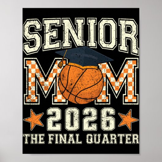 Afgestudeerde Moeder 2026 Basketbal Afstudeer Kwar Poster (Voorkant)