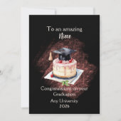 Afgestudeerde nicht: hoed en cake: gefeliciteerd (Voorkant)